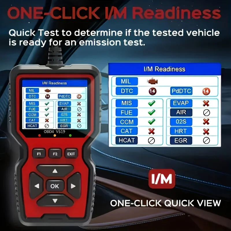 Scanner Code Reader Car Diagnostic Tool Engine Fault Code Reader for Turn V519 OBD2 Scanner Handheld Vehicle Inspection