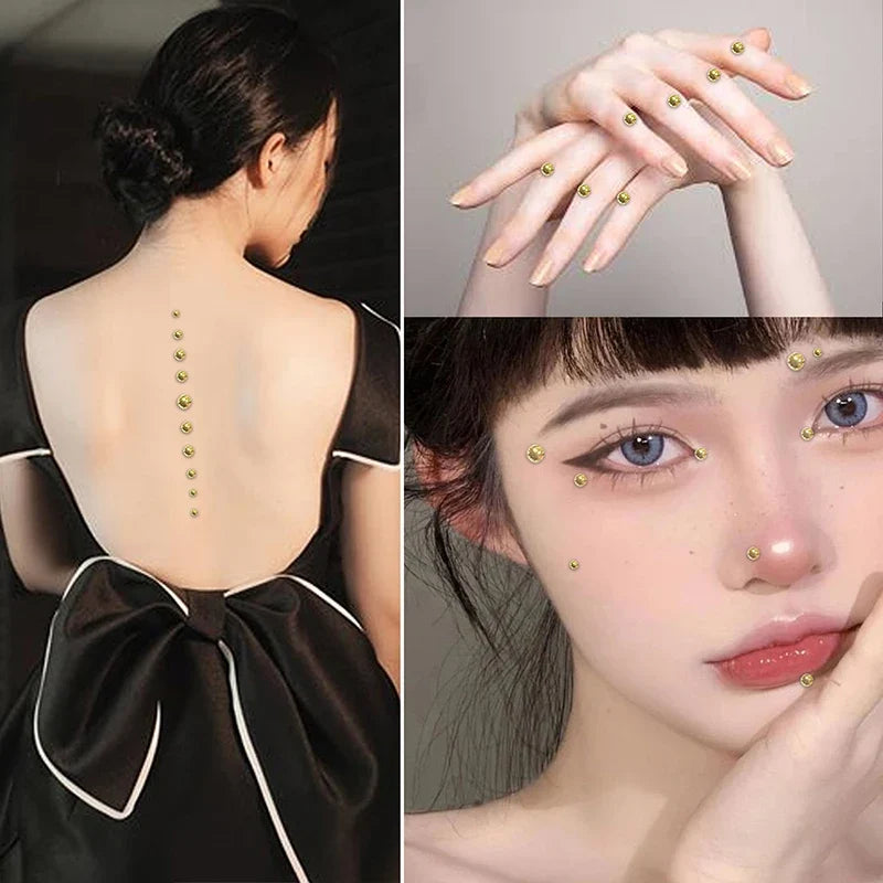 165/180Pcs Sparkly Crystal Nose Studs Set Stick On Rhinestone Body Lip Gems Fake Non Piercing Decoration For Women And Teens