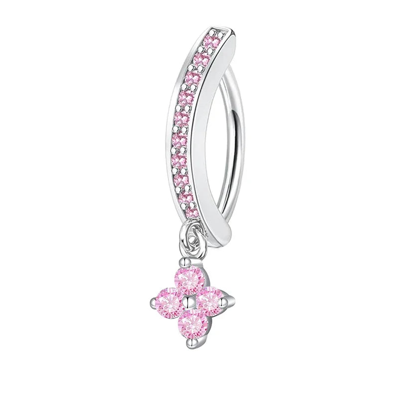 1PC Stainless Steel 14G Dangle Belly Button Ring for Women Heart Bow Reverse Hoop Clicker Navel Rings Body Piercing Jewelry