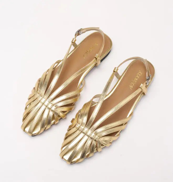 ZAROY Narrow Band Women Flat Sandals Large Size Designer Brand Banquet Wedding Shoes Summer Hollow Beach Gladiator Sandalias