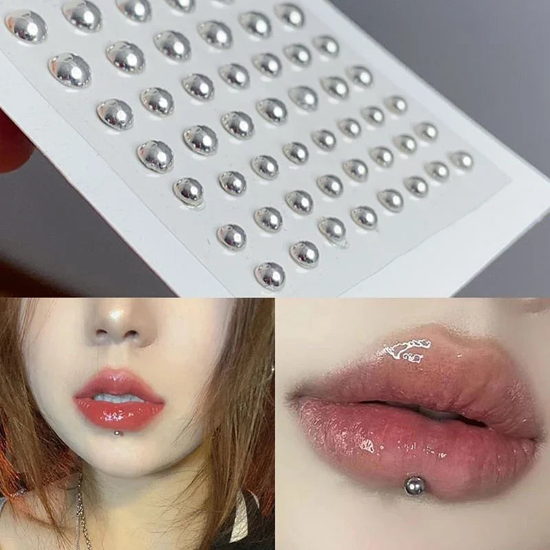 165/180Pcs Sparkly Crystal Nose Studs Set Stick On Rhinestone Body Lip Gems Fake Non Piercing Decoration For Women And Teens