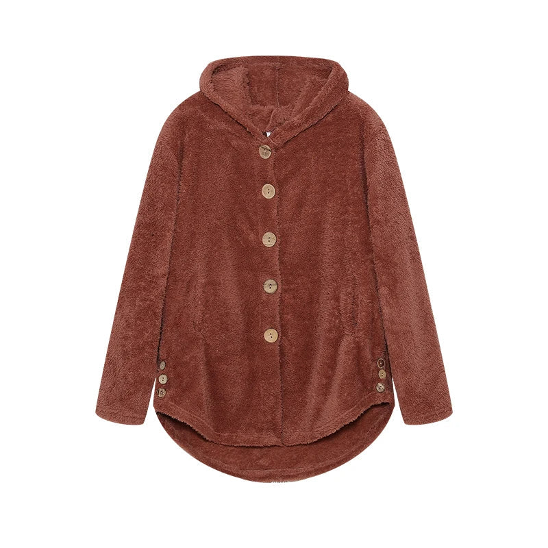 Fashion Trend Autumn and Winter Press-pleated Printed Turn-collar Long-sleeved Shirt Two-piece Furry Coat