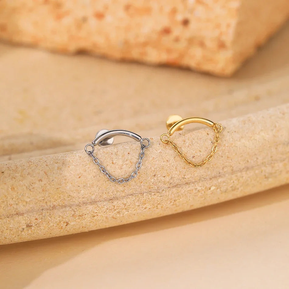 1Pc G23 Titanium Cartilage Stud Earrings for Women Lip Stud Labret Piercing Helix Daith Piercing Body Jewelry