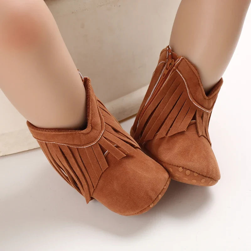 Baby Boys Girls Winter Boots 0-12 Months Western Denim First Walkers Warm Casual Fashion