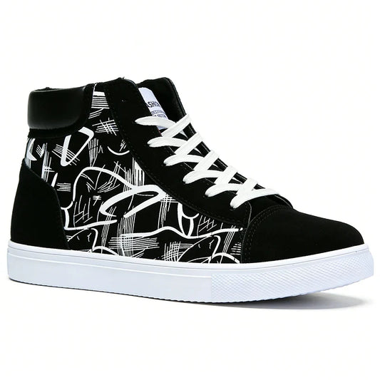 Street Style Fashion Sneakers Mens Casual Shoes Flat Breathable High top Black Red Brand Male Footwear