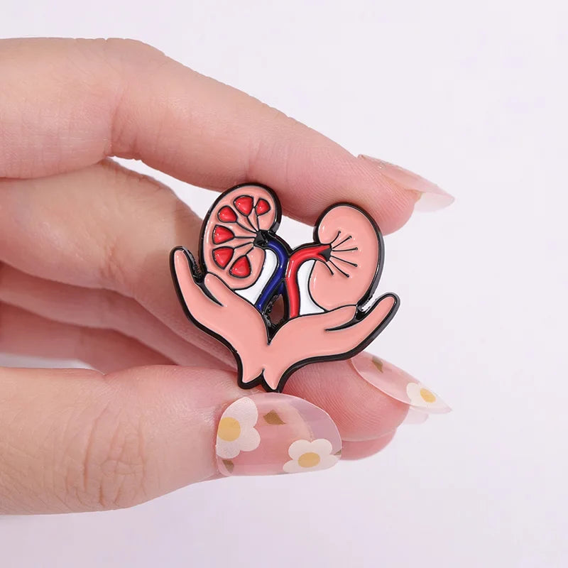 Cute Healthy Liver Organ Enamel Pin Visceral Kidney Breast Brooch Lapel Metal Badge Jewelry Gift for Doctors Nurses Wholesale