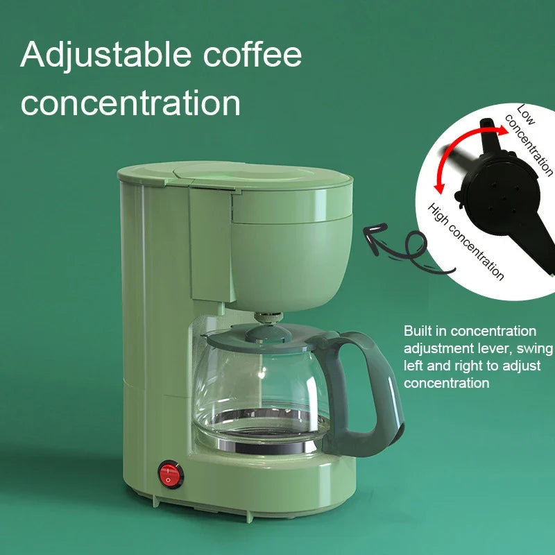 110V Automatic Electric Espresso Coffee Maker Cafe Drip American Latte Coffee Brewing Machine Household Mini Glass Boiler Teapot