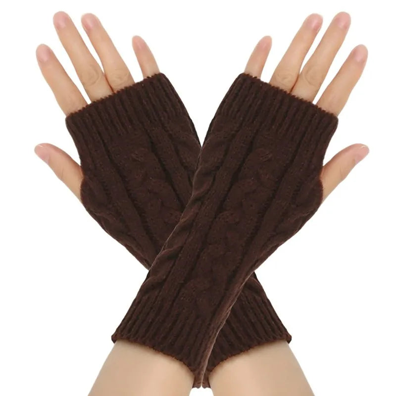 Women Stylish Hand Warmer Winter Gloves Arm Crochet Knitting Faux Wool Mitten Warm Fingerless Glove Twist Pattern Women Gloves