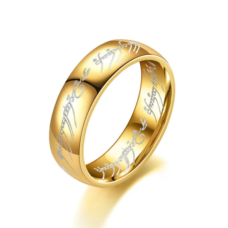 6MM Stainless Steel Laser Engraving Exquisite Couples Wedding Rings, Men And Women Fashion Movie Jewelry Gifts Wholesale