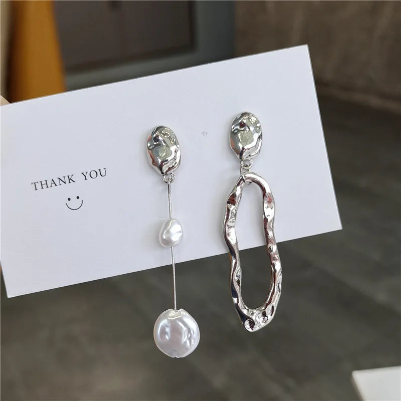 LATS Elegant Asymmetrical Baroque Pearl Stud Earrings for Ladies and Girls Personality Irregular Fashion Jewelry Party Gifts