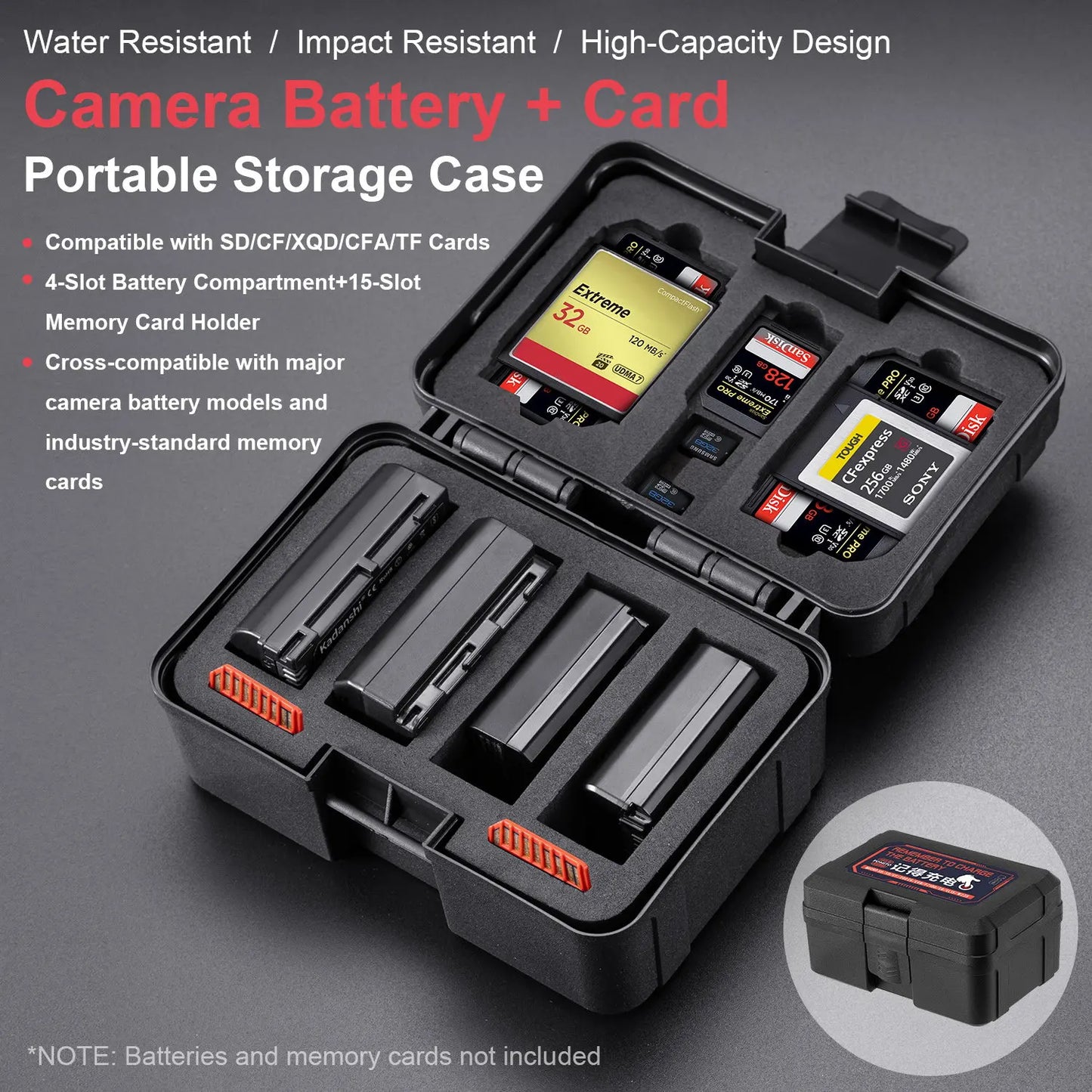 FOMITO Portable Camera Battery Case Memory Card Organizer Holder Waterproof Storage box for Canon Nikon Sony NP-FZ100 Battery