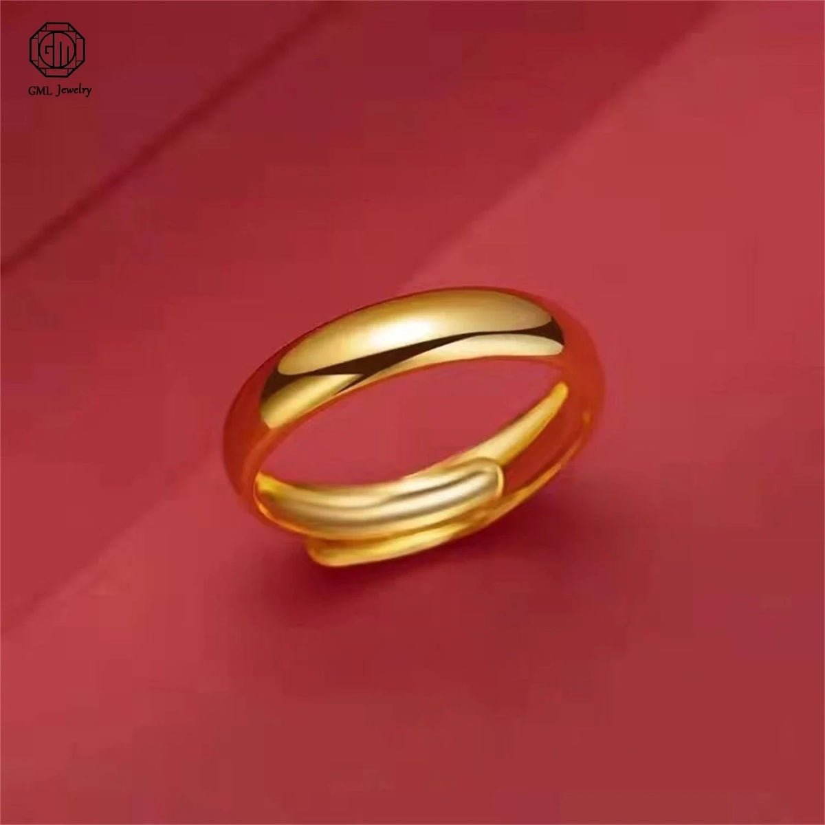 Sand Gold Adjustable Ring Matte Wide Band Openable Fade Resistant Unisex Couple Jewelry Solid Minimalist Gift
