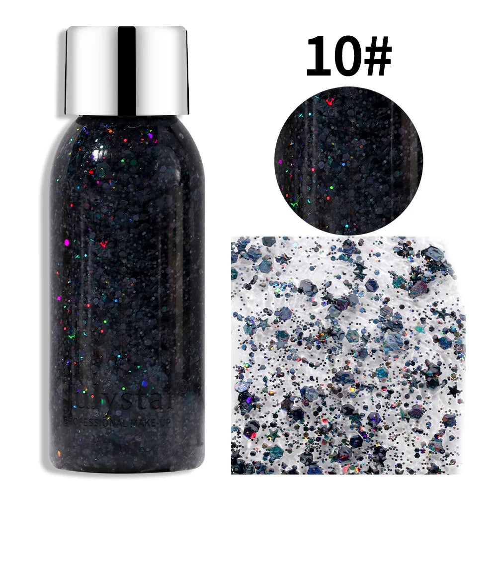 Glitter Eye Shadow Liquid Face Body Sequins Gel Long-Lasting Liquid Face Shimmer Multicolor For Party Music Festival Makeup 30ML