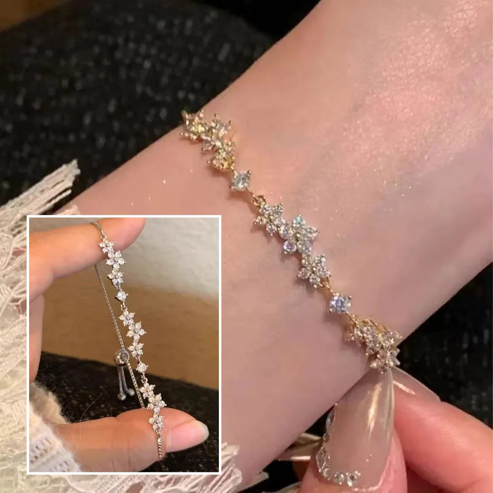 Pulling Bracelet Zircon Handmade Bracelet Zinc Alloy Bracelet Fashionable For Party Women Fashion Accessory