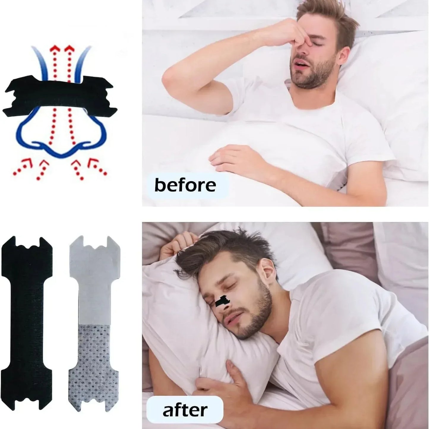 30/90/150pieces, Anti Snoring Nose Patch Set Extra Strength Nasal Strips Better Breathing Non-Invasive Easier Breath Sleep Aid