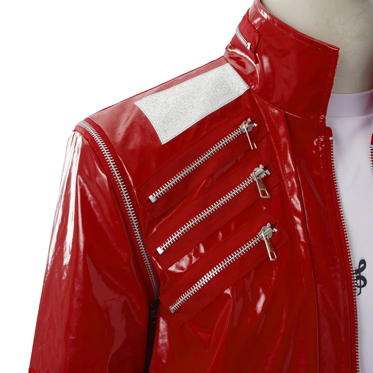 Red Zipper Michael Jackson MJ Beat It Jacket for Impersonators PU Leather Punk Casual Coat Halloween Stage Christmas Outwear