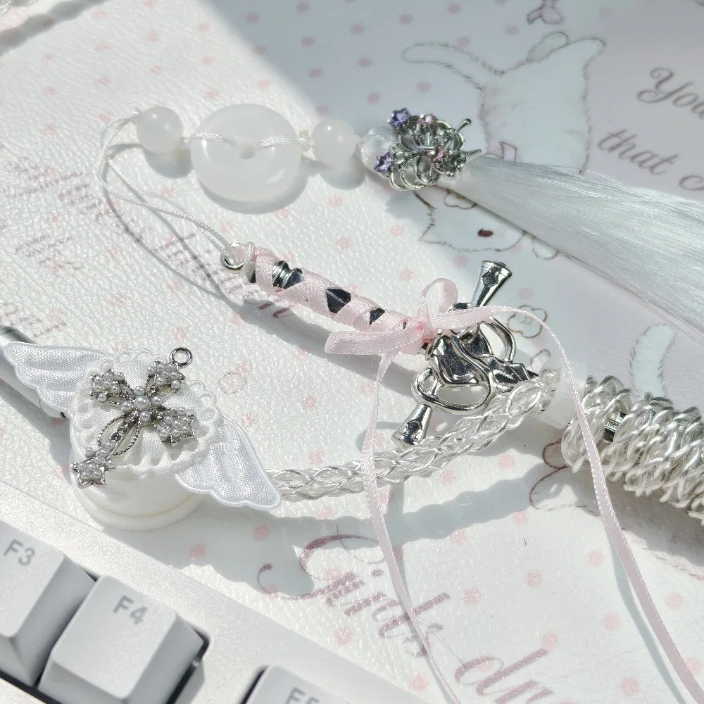 8K Luminous Keyboard Aviation Plug Cable Costom 1.3m USB-TypeC Cute Pink Keyboard Cable Spiral Single Crystal Copper Cable Gift