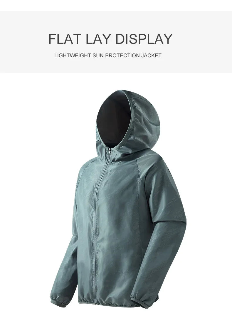 LNGXO Men's Women's Waterproof Hiking Jacket Quick Dry Sun Protection Windbreaker Camping Hunting Climbing Outdoor Rain Coat