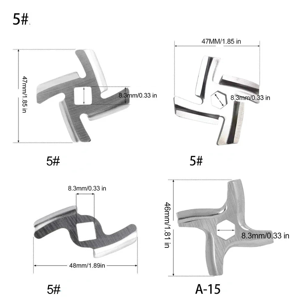 Meat Grinder Pinion Mixer Spare Parts Meat Grinder Knife Stainless Steel Grille for Food Grinder Accessories Kitchen Tool