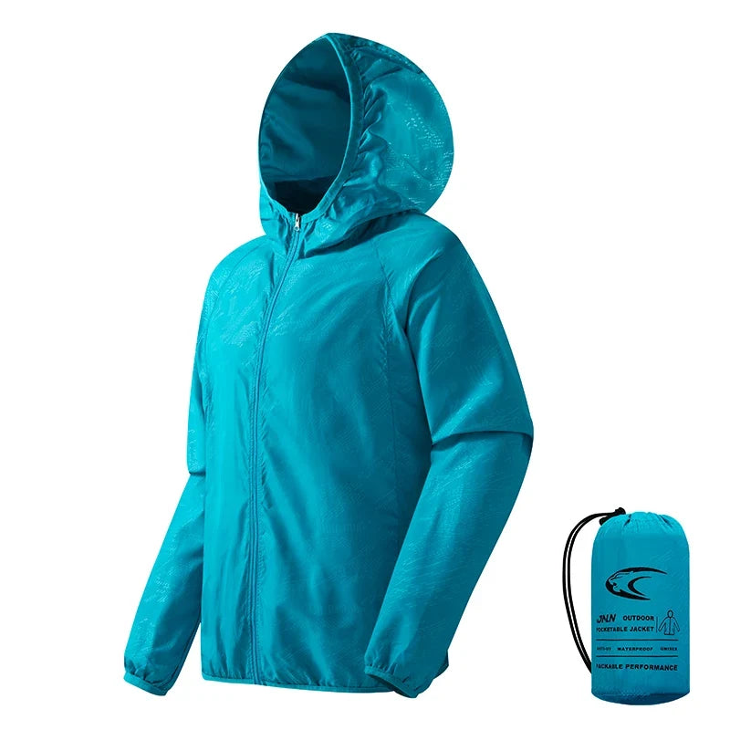 LNGXO Men's Women's Waterproof Hiking Jacket Quick Dry Sun Protection Windbreaker Camping Hunting Climbing Outdoor Rain Coat