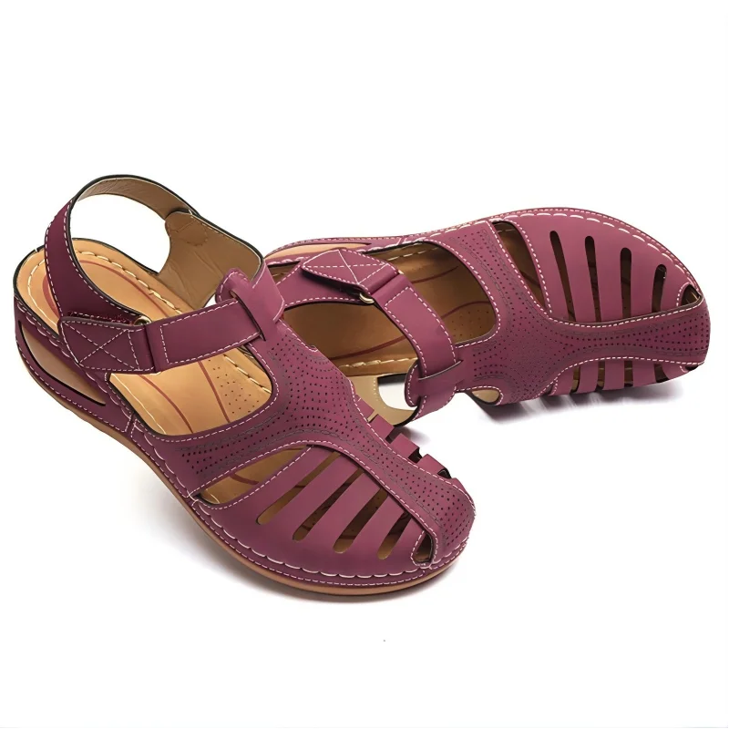 Summer Women Sandals Retro Hollow Out Leather Shoes Comfortable Soft Sole Ladies Beach Sandals Female Breathable Wedge Sandalia