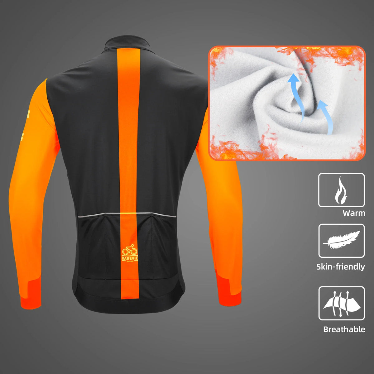 DAREVIE Cycling Men's Jacket Windproof Fleece Pro Cycling Jackets Long Sleeve Warm Soft Brushed Pro Breathable Bicycle Clothing