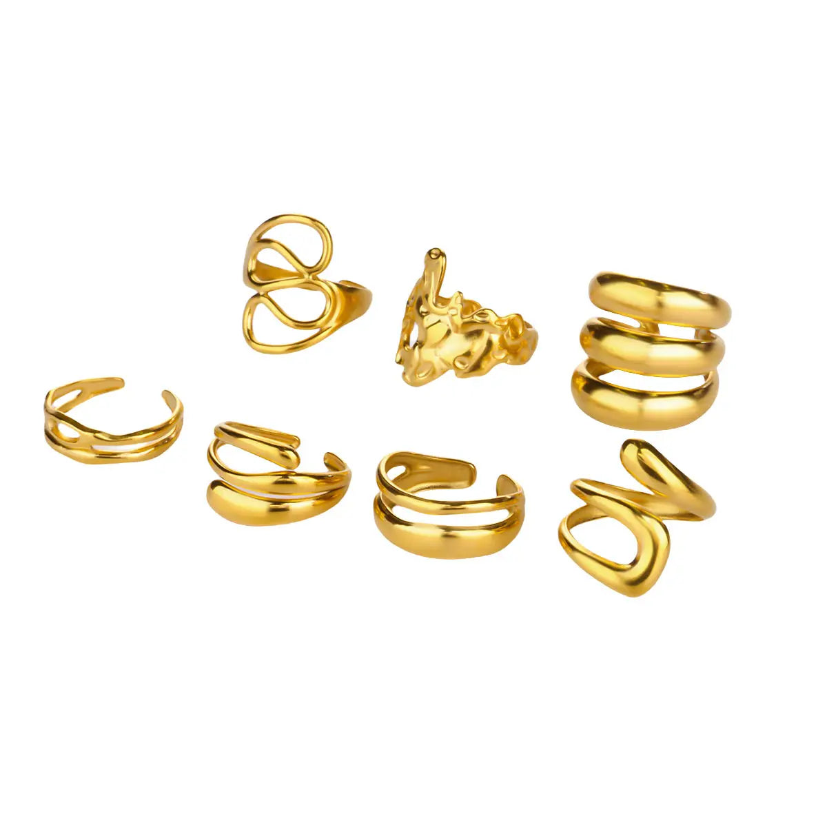 Stainless Steel Geometric Irregular Rings For Women Minimalist Open Adjustable Rings Daily Jewelry Wedding Anniversary Gifts