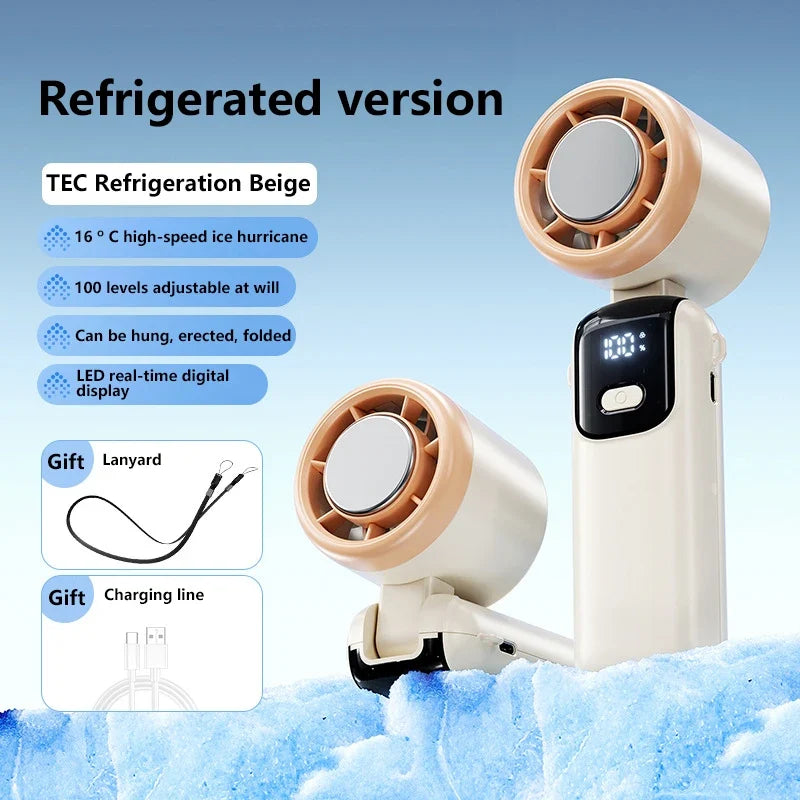 Lenovo Foldable/Hangable USB Desk Fan Ice Cooling Handheld Fan 100 Speeds Turbo Portable for Outdoor Fast Chill Ice Compress New