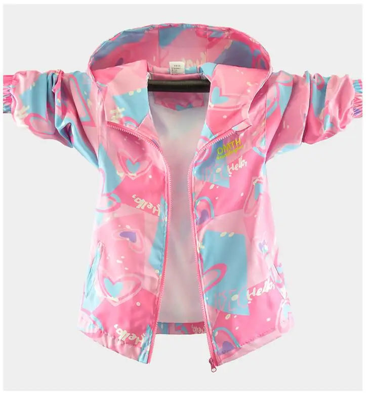 Korean Fashion Jacket For Girls Teenager Casual Gradient Hooded Coat Boys Blazer Spring Autumn Windproof Sweet Coats Windbreaker