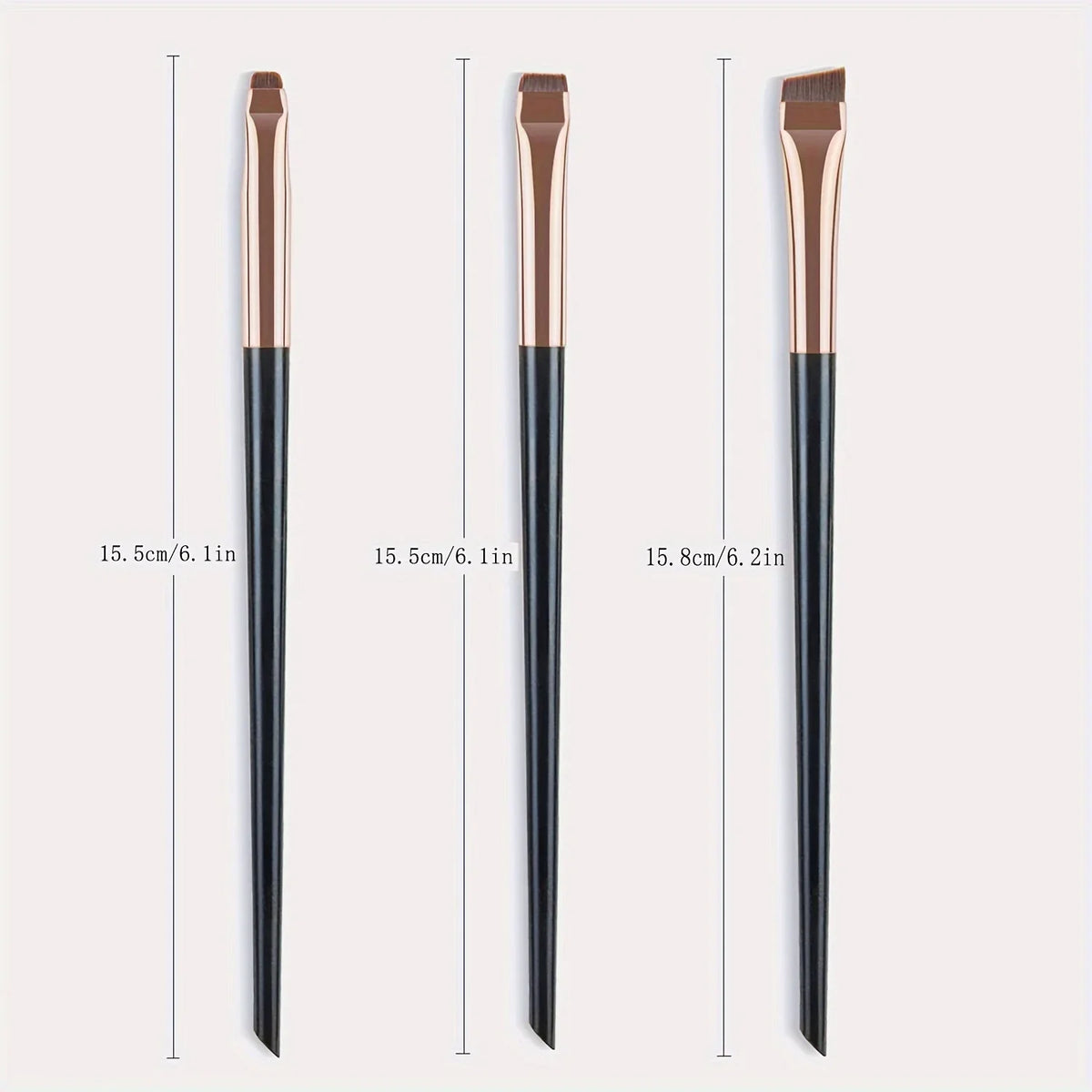 3pcs Professional Makeup Brush - Precision Eyebrow, Eyeliner, Powder Application - with Nylon Bristles - for Natural Definition