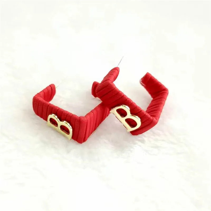 28 Colors Zebra Pu Leather Square Hoop Earrings For Women Fashion Jewelry Letter Alphabet Geometric Stripe Pendientes Mujer