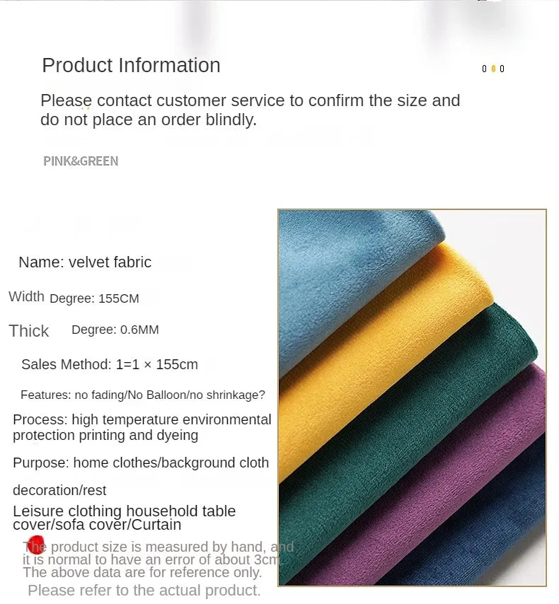 Velvet Fabric By The Meter for Tablecloth Diy Sofa Covers Curtains Sewing Thickened Soft Cloth Plain Black White Winter Textile