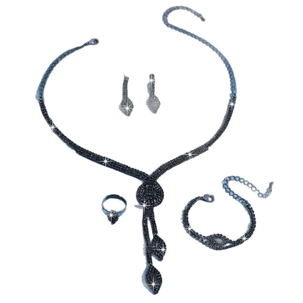 Exquisite luxury nude diamond zirconia bridal wedding banquet lady's necklace and earrings jewelry set