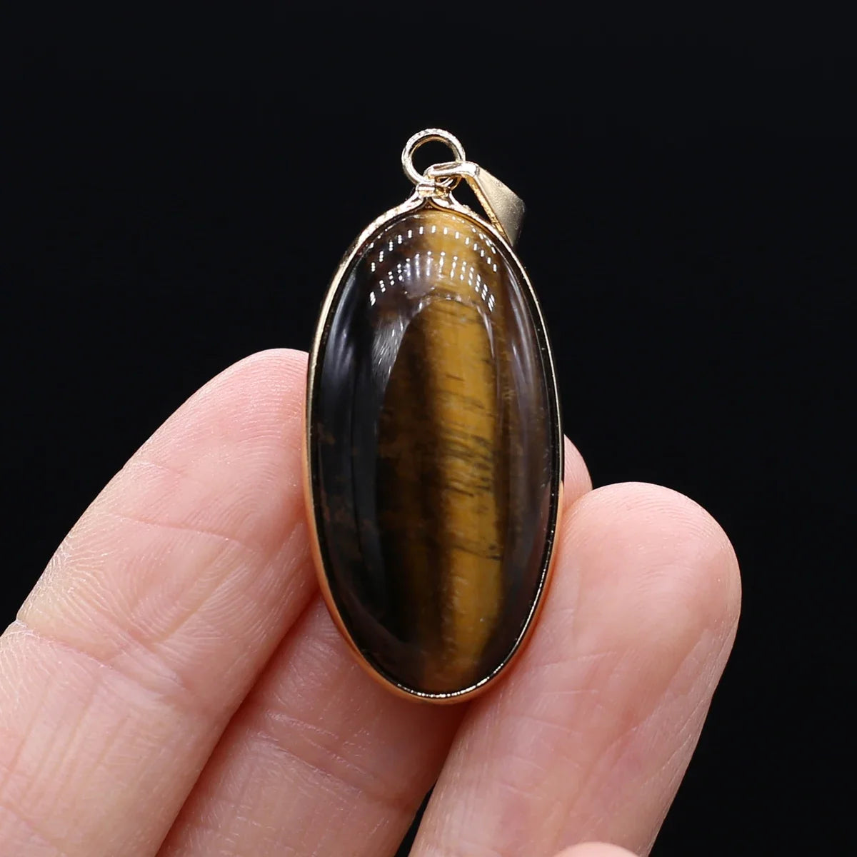 Natural Stone Pendants Grey Agate Unakite Tiger Eye Cabochon Beads Pendant for Jewelry Making DIY Charms Necklace Accessories