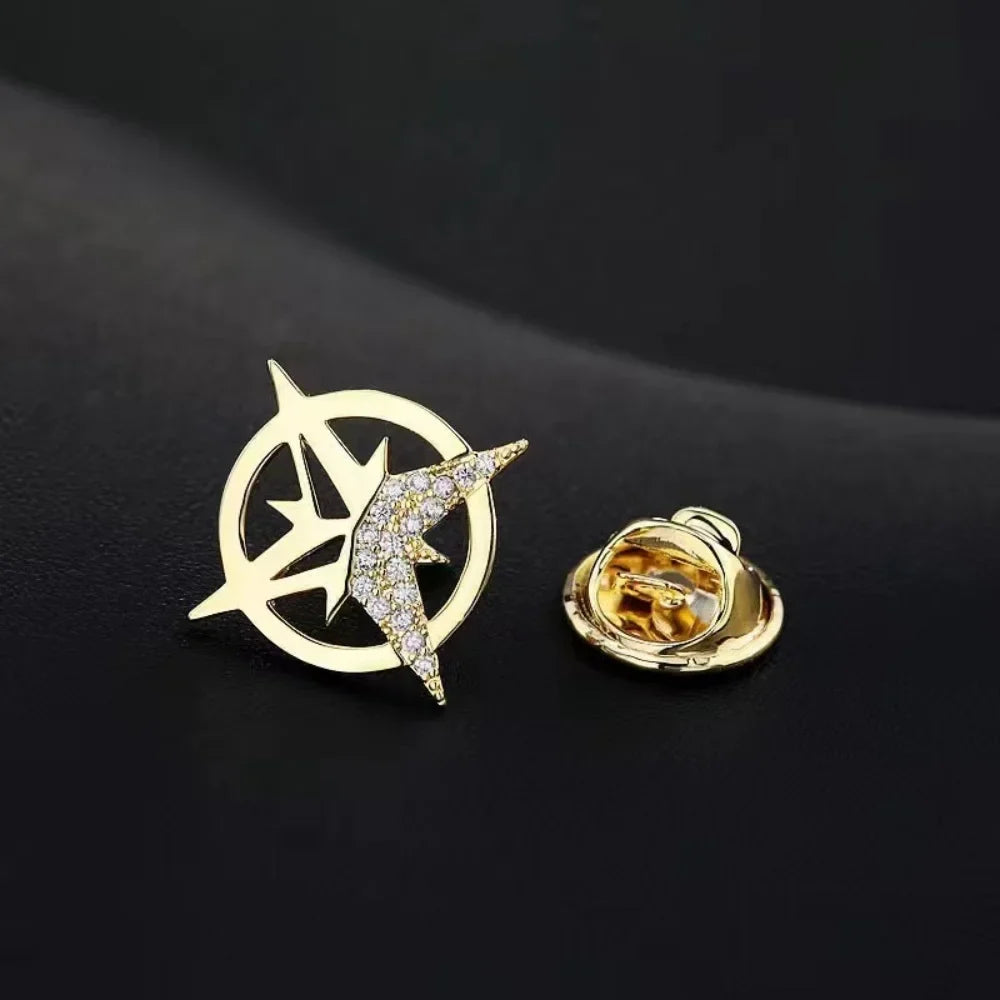 Rhinestone Hexagram Brooches for Women Men Fashion Starburst Metal Lapel Pin Clothes Accessories Office Leisure Jewelry Gift
