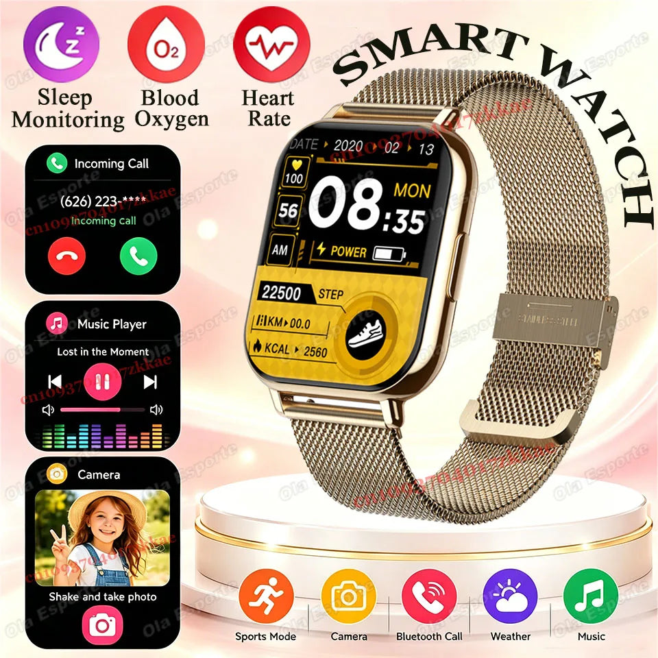 2026 Upgraded Smart Watch Heart Rate Blood Oxygen/Pressure Sleep Monitoring Bluetooth Call Voice Assistant Sport Mode Smartwatch