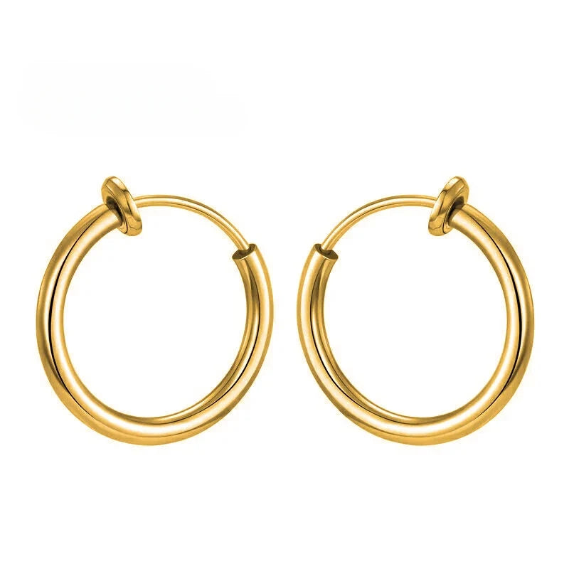 1 Pairs Fake Ear Clip Hoop Earrings for Men and Women Stainless Steel Painless Non Piercing Fake Earrings Jewelry Gifts