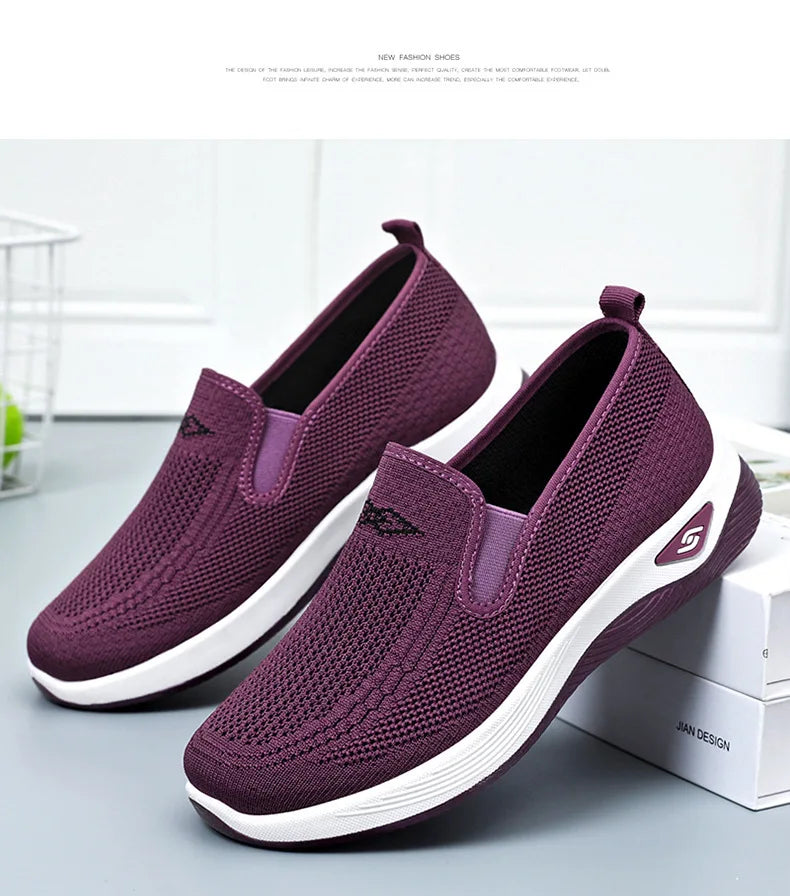 Women's Shoes Spring and Autumn New Mesh Breathable Casual Shoes Outdoor Lightweight Non-slip Wedge Heel Thick-soled Sneakers