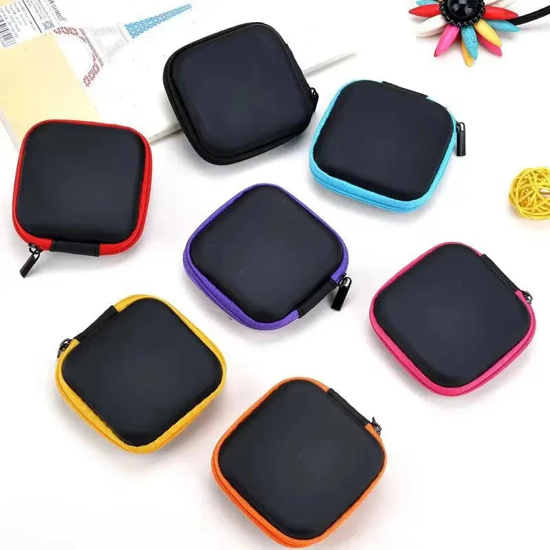 1-4pcs Portable Shockproof Headphone Case Earphone Bag Headset Storage Bag Hard Shell Earphone Accessories memory Card USB Cable