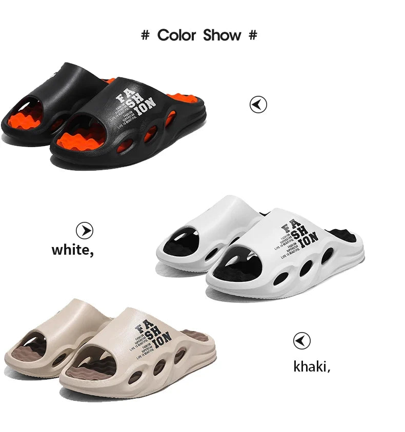 Men Fashion Massage Slippers Indoor/Outdoor Sandals Beach Flip Flop Thick Sole Male Slides Summer Non-Slip Men Shower Slippers