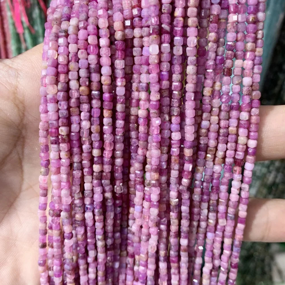 2x2mmNatural Colored Tourmaline Blue Tourmaline Faceted Cube Beads Square Stone Beads for JewelryDIY Making  Gemstone Loose Bea