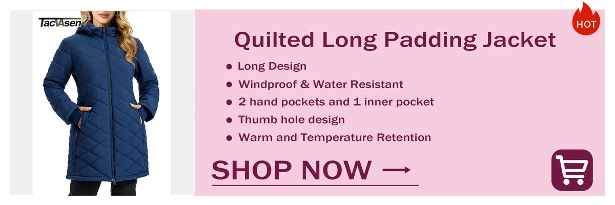 TACVASEN Women's Long Hooded Jacket Fleece Lined Softshell Jacket Waterproof Windproof Hiking Jacket Rain Coat Windbreaker Parka