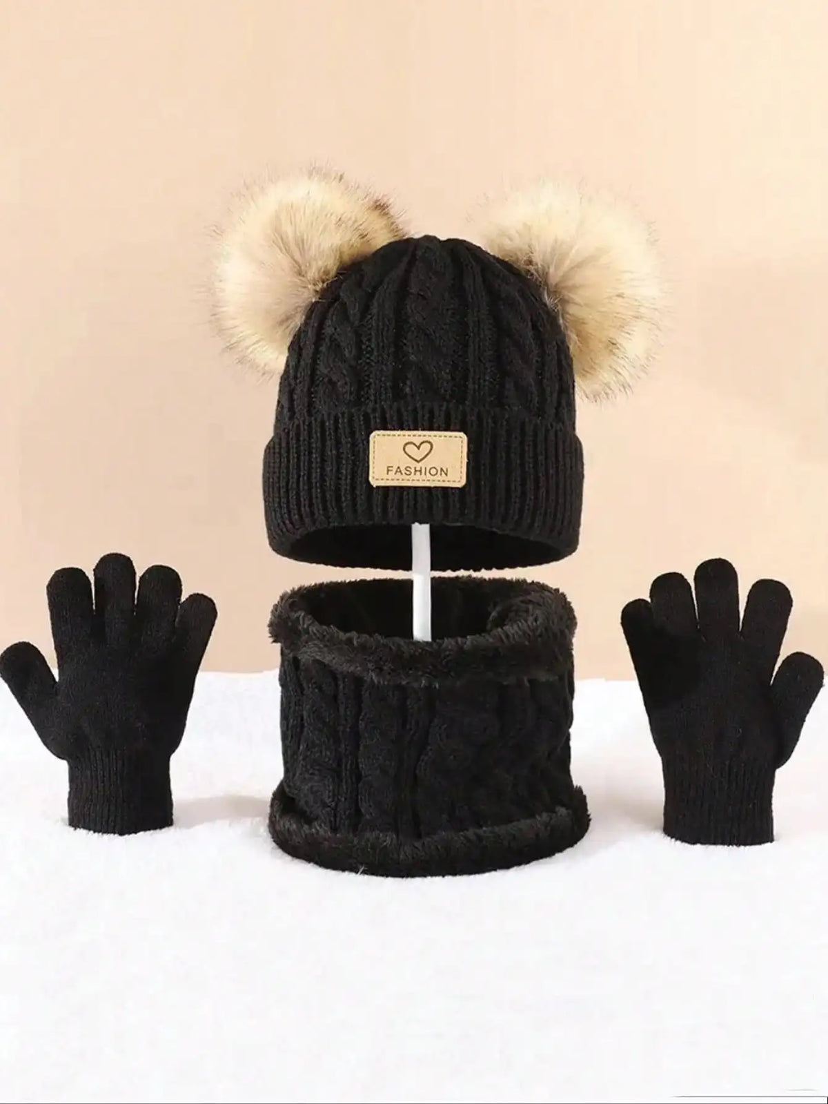 3PC 2-12Y Autumn and Winter Children's Hats and Neck Gloves Set, Cute, Comfortable and Warm, Hats for Boys and Girls