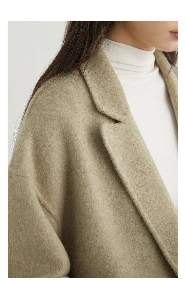 CHIC VEN New Women Woolen Coat Loose Solid Mid-length Double-sided Oversized Office Ladies Jackets Outerwear Autumn Winter 2026