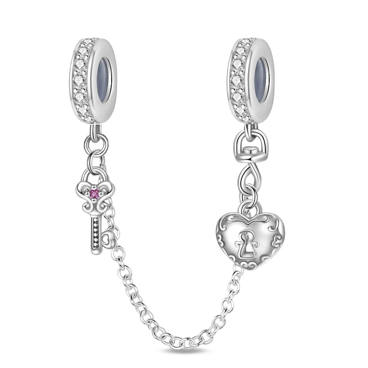 S925 Silver Plated Star Moon Safety Chain Charms Beads Fit Original Bracelet Fine DIY Birthday Jewelry