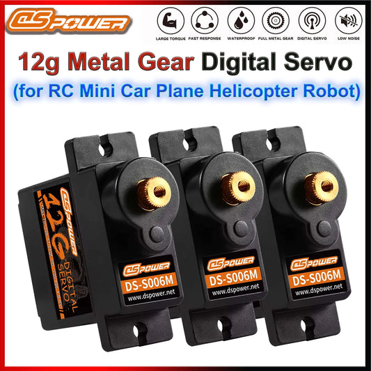 1/3/6/9PCS DSpower 9g 12g Metal Gear Micro Digital Servo for 1/24 SCX24 RC Car 450 Airplane Helicoper SG90 MG90S WLtoys Robot
