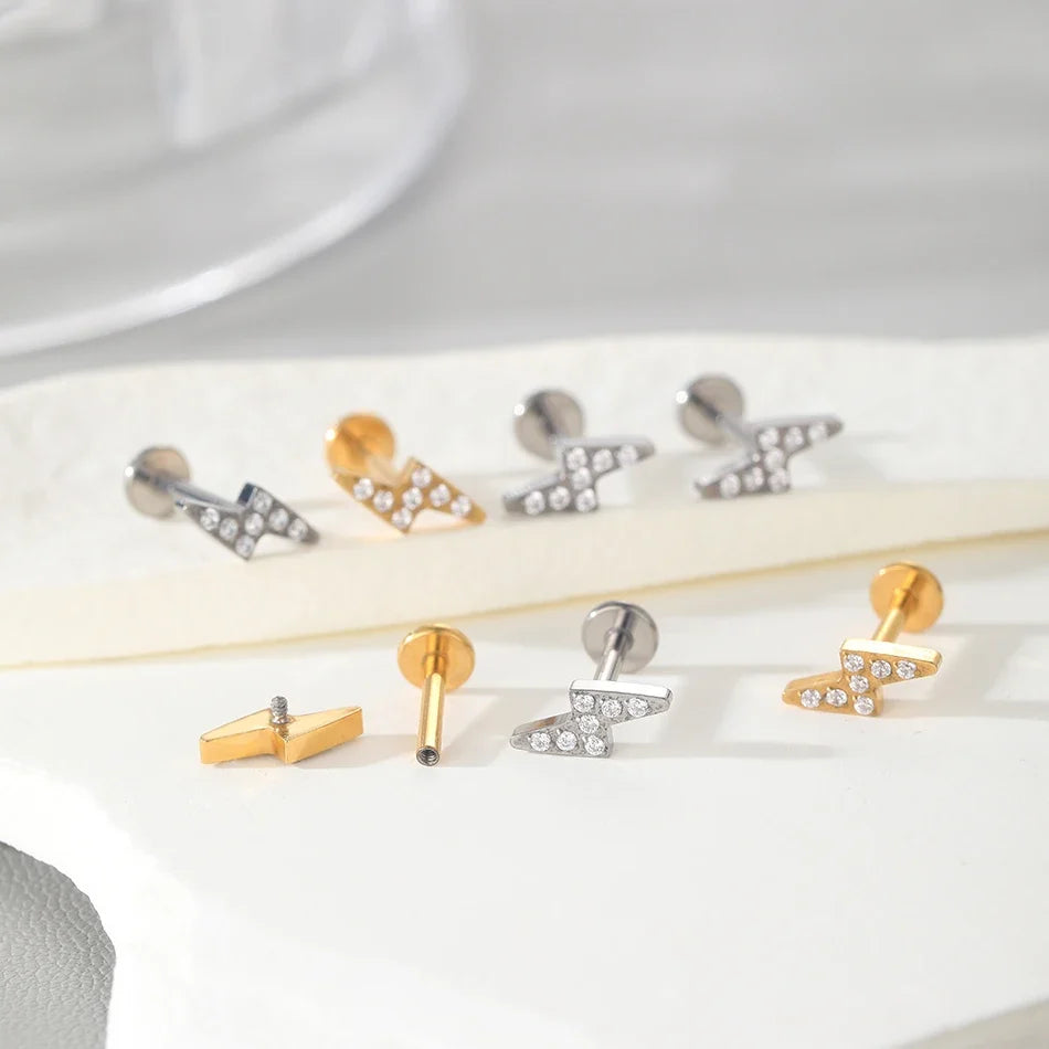 1Pc G23 Titanium Cartilage Stud Earrings for Women Lip Stud Labret Piercing Helix Daith Piercing Body Jewelry