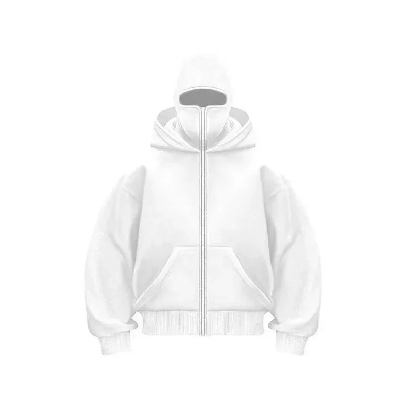 Men and Women Balaclava Y2K Gothic Harajuku Spring Autumn Winter New Item Double Hooded Sweatshirt Men Hooded Mask Zipper Jacket