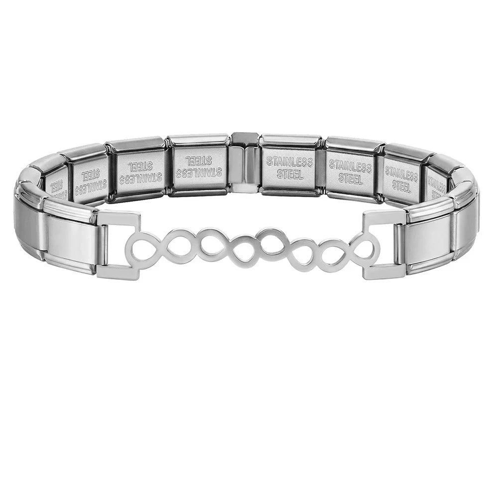 Italian Charm Link for Women Men 9mm Width Silver Gold Color Chain Stainless Steel Bracelet on Hand DIY Making Jewelry Wholesale