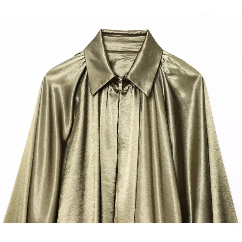 MUJER Ruched Bomber Jackets for Women Puffy Oversized Jacket Woman Summer Coats Demi-season Jacket for Women New in Outerwears